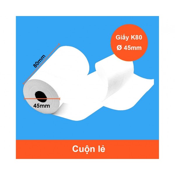 Giấy in nhiệt K80x45 (Mực Xanh/ Mực Đen)- Giấy in cho máy kpos, ipos, xprinter, gprinter